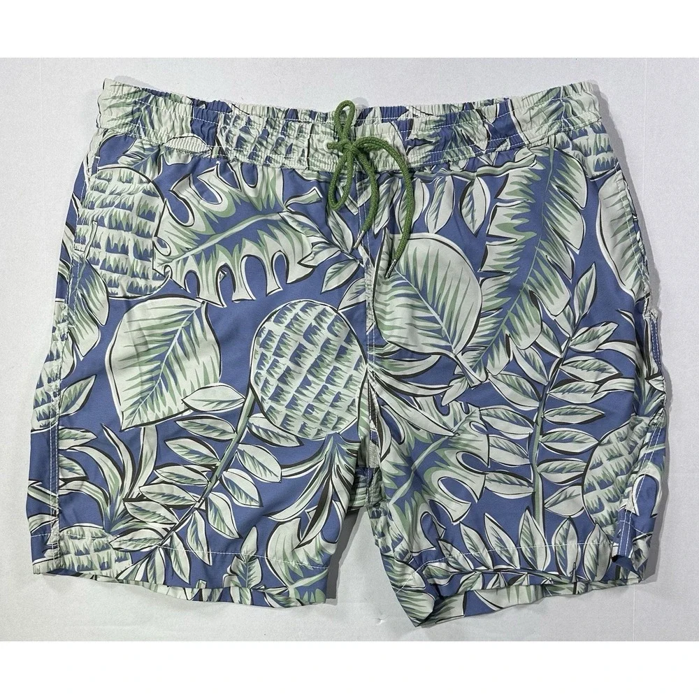 Tommy Bahama Men's XL‎ Swim Trunks Blue Tropical Leaf Print Board Shorts